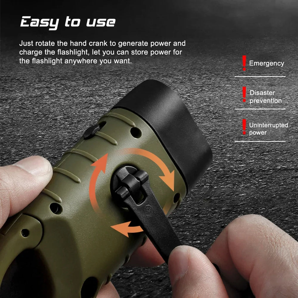 Solar Hand Crank Flashlight | Portable LED Emergency Lantern for Camping and Hiking alternate view