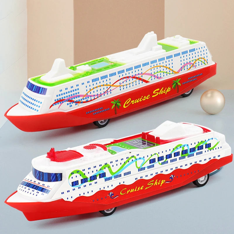 1PC Cruise Boat Ship Model | Pull Back Sliding Steamship Gliding Toy Gift alternate view