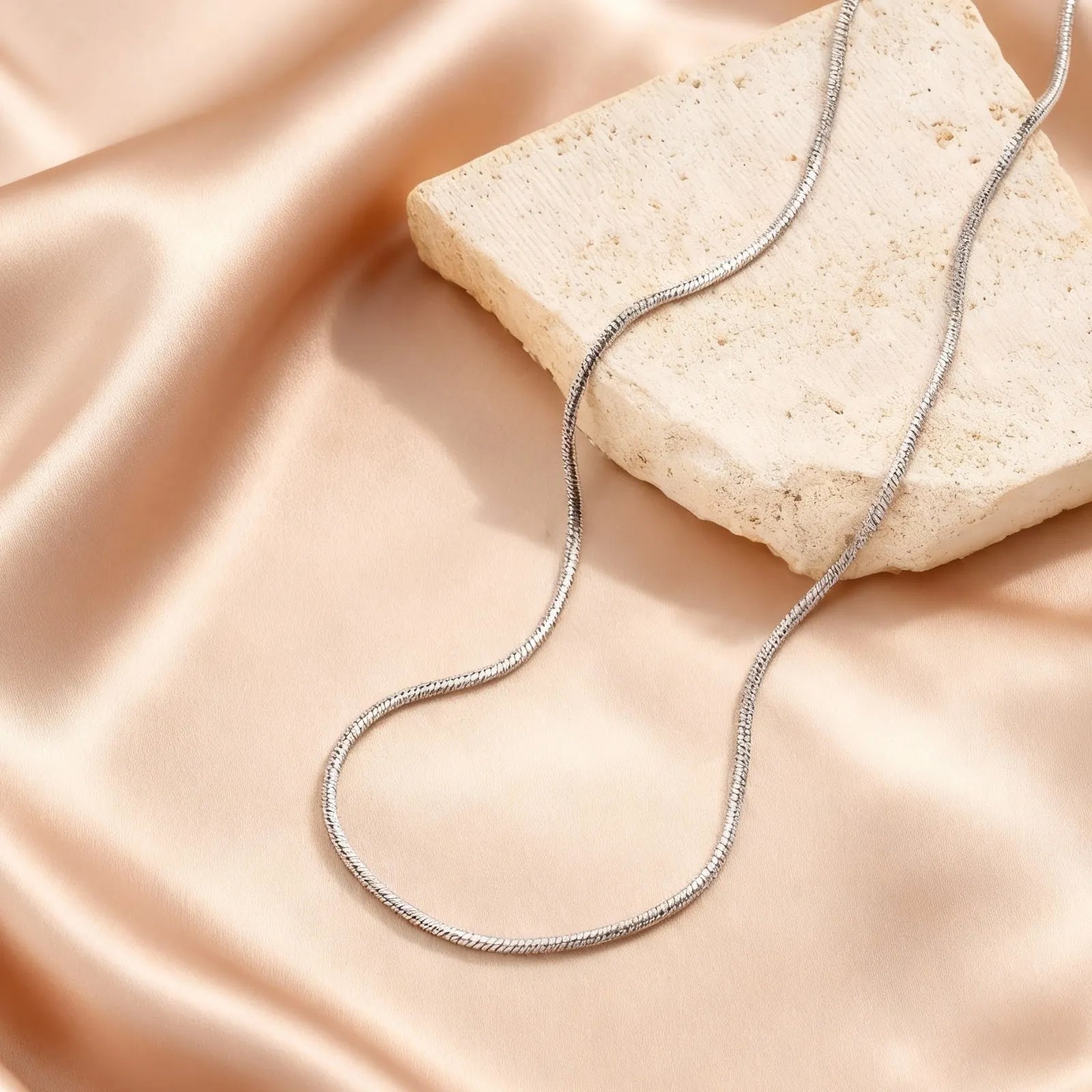 Stainless Steel Gold Square Snake Chain Necklace | Unisex Minimalist Jewelry alternate view