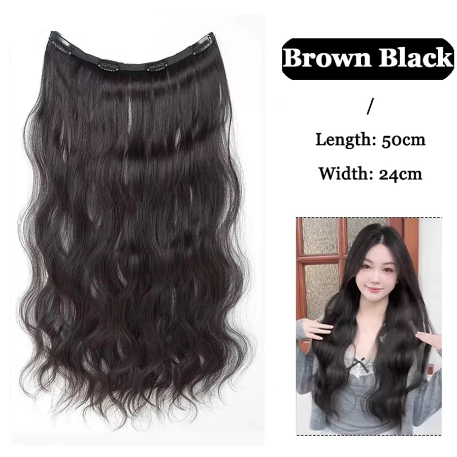 Synthetic Long Straight Clip In Hair Extension | 4 Clips Hidden Hair Piece Wig alternate view