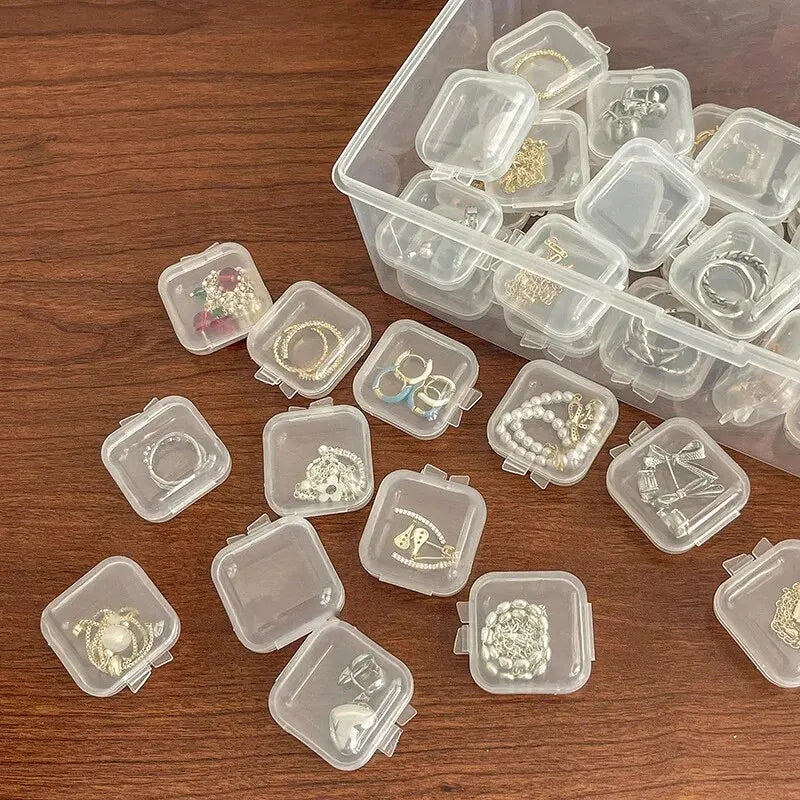 Mini Plastic Square Transparent Earrings Storage Box detail view