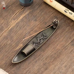Fisherman Incense Holder | Japanese Style Metal Incense Stick Burner for Home Decor close-up view