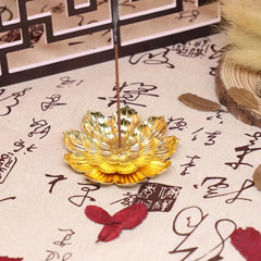 Alloy Incense Burner Stick Holder | Lotus Design Incense Plate for Temples and Yoga S alternate view