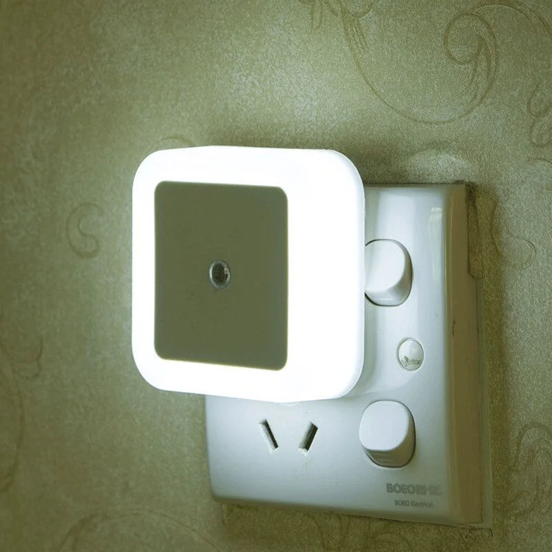 Mini LED Night Light with Light Sensor | Auto-On Square Night Lamp for Kids Room, Bedr close-up view