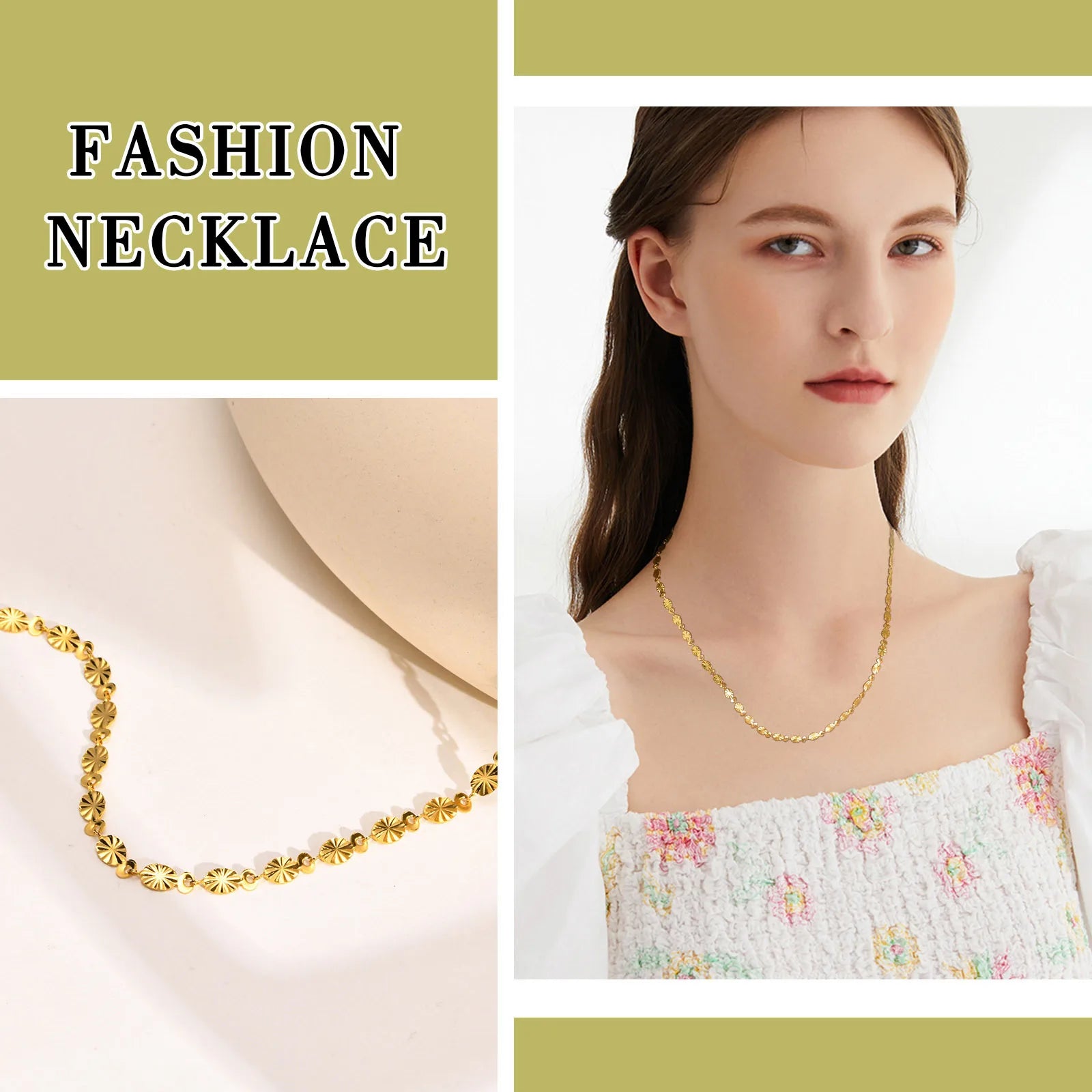 Daisy Chain Necklace Women, Stainless Steel Flower Shape Collar Fashion New 2022 detail view