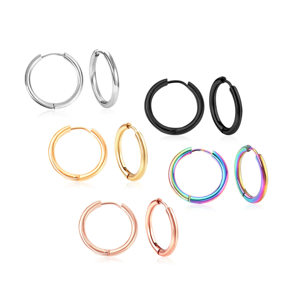 Stainless Steel Hoop Earrings for Women | Hypoallergenic Round Hinged Hoops - 12/14/16 close-up view