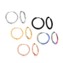 LUXUSTEEL Simple Hoop Earrings | Anti-Allergy Stainless Steel for Women close-up view