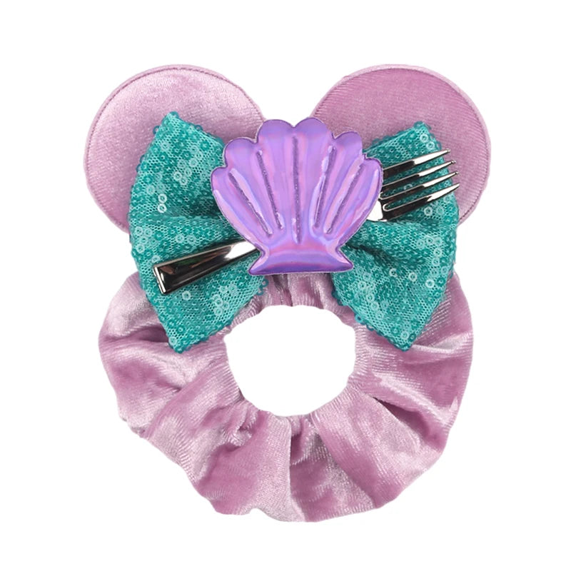 Women Ears Hair Scrunchies Velvet Hairbands For Girls Sequins Bows Headband Women Trip D detail view