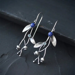 Silver color earrings Blueberry plant jewelry Elven style botanical earrings