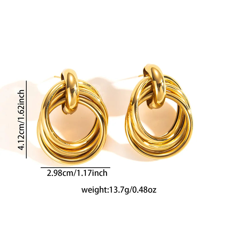 316L Stainless Steel Hoop Earrings for Men Women | Geometric Drop Earrings detail view