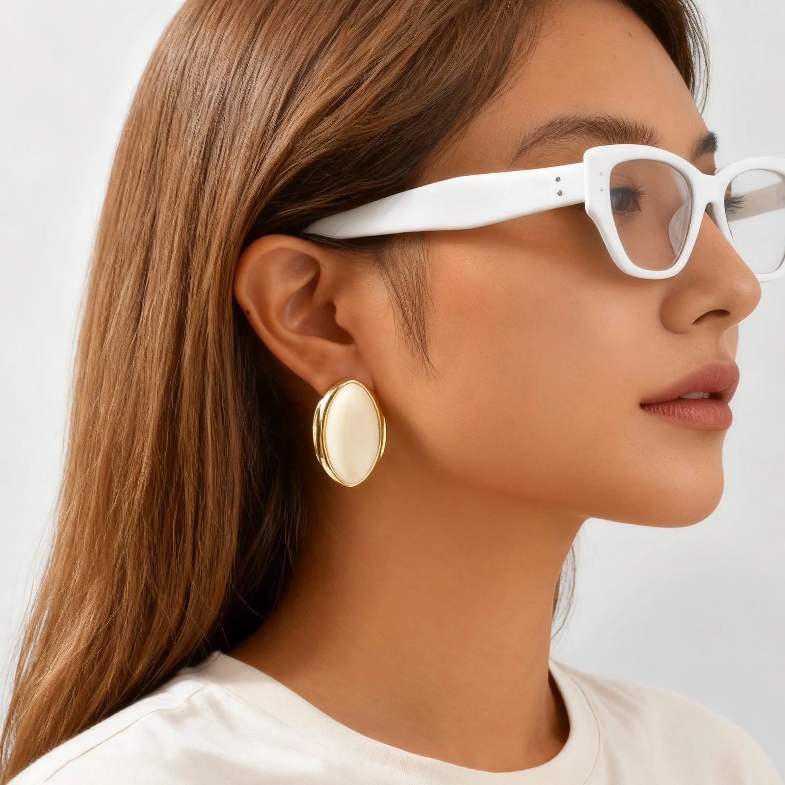Exaggerated Retro Geometric Ellipse Stud Earrings for Women Personality Oval Earrings Trend Wedding Bride Party Dangle Jewelry