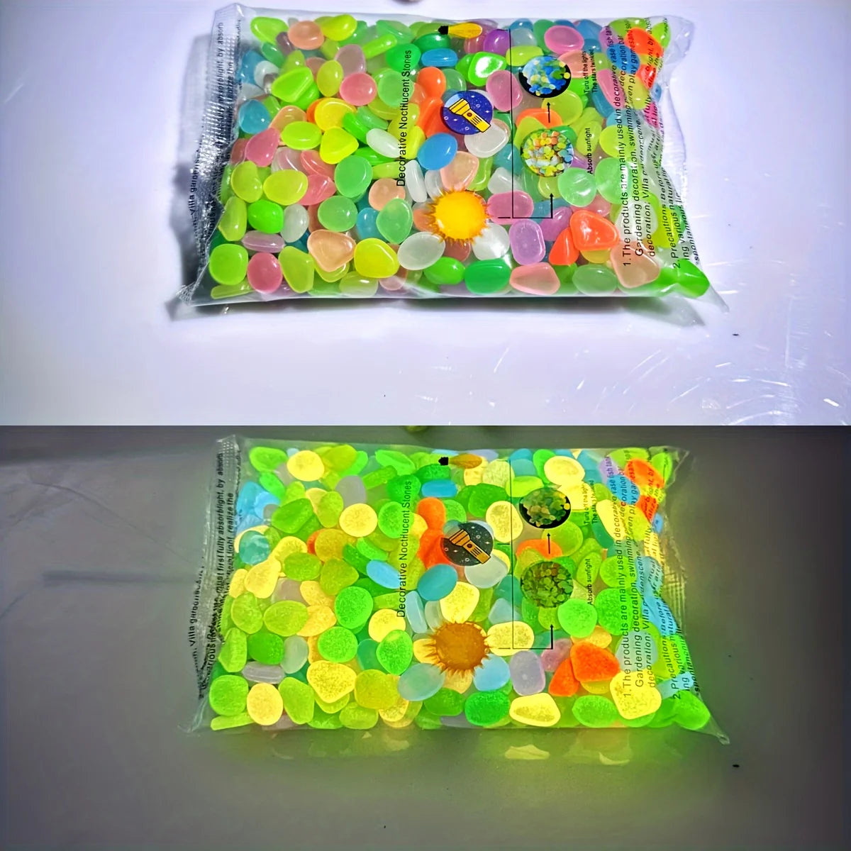 100pcs Glow In The Dark Pebbles Resin for Landscape alternate view