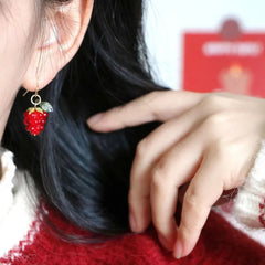 Raspberry Earrings | Cute Fruit Aesthetic Handmade Drop Earrings alternate view