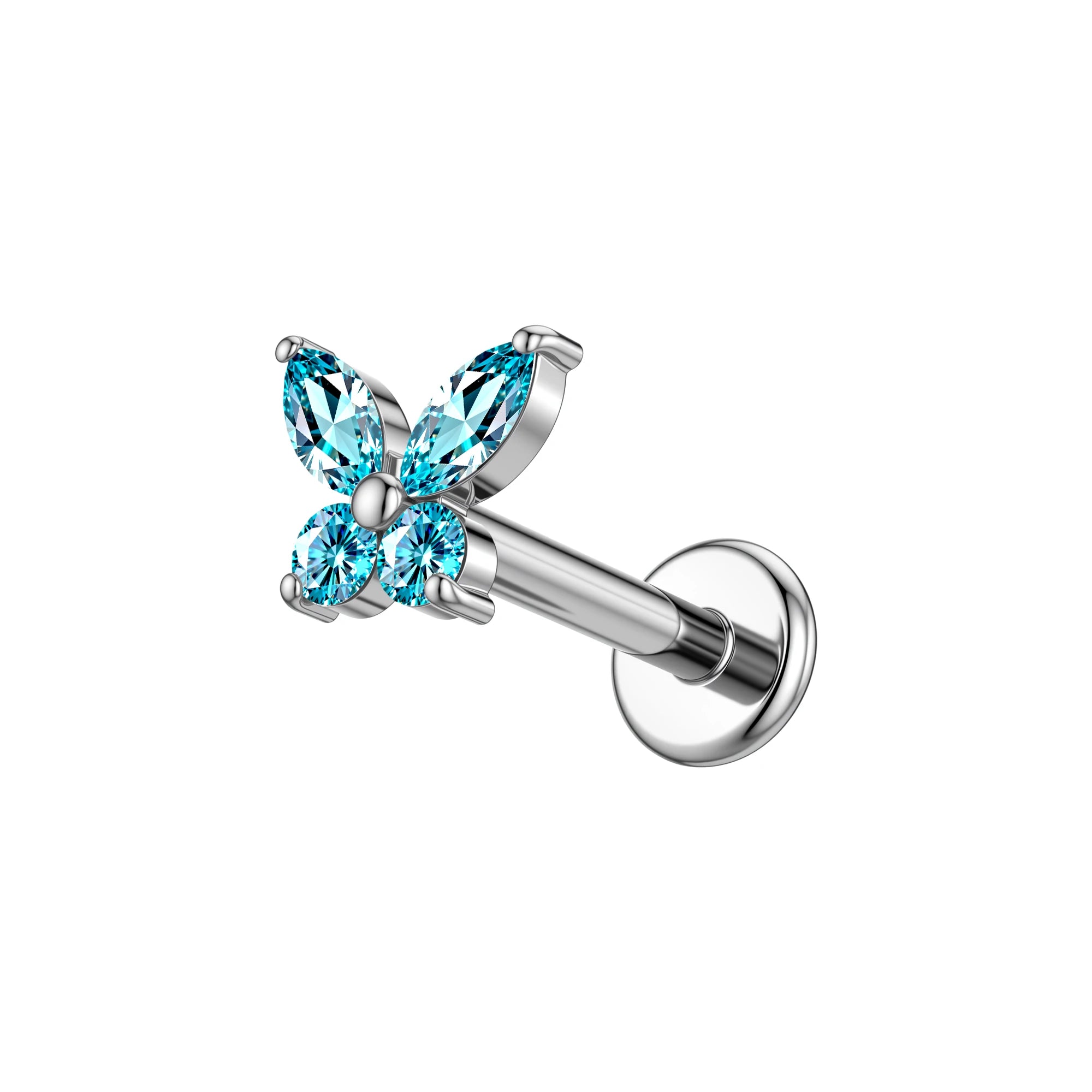 1PC G23 Titanium Butterfly Labret Piercing Lip Stud Cluster Zircon Tragus Flat Cartil alternate view
