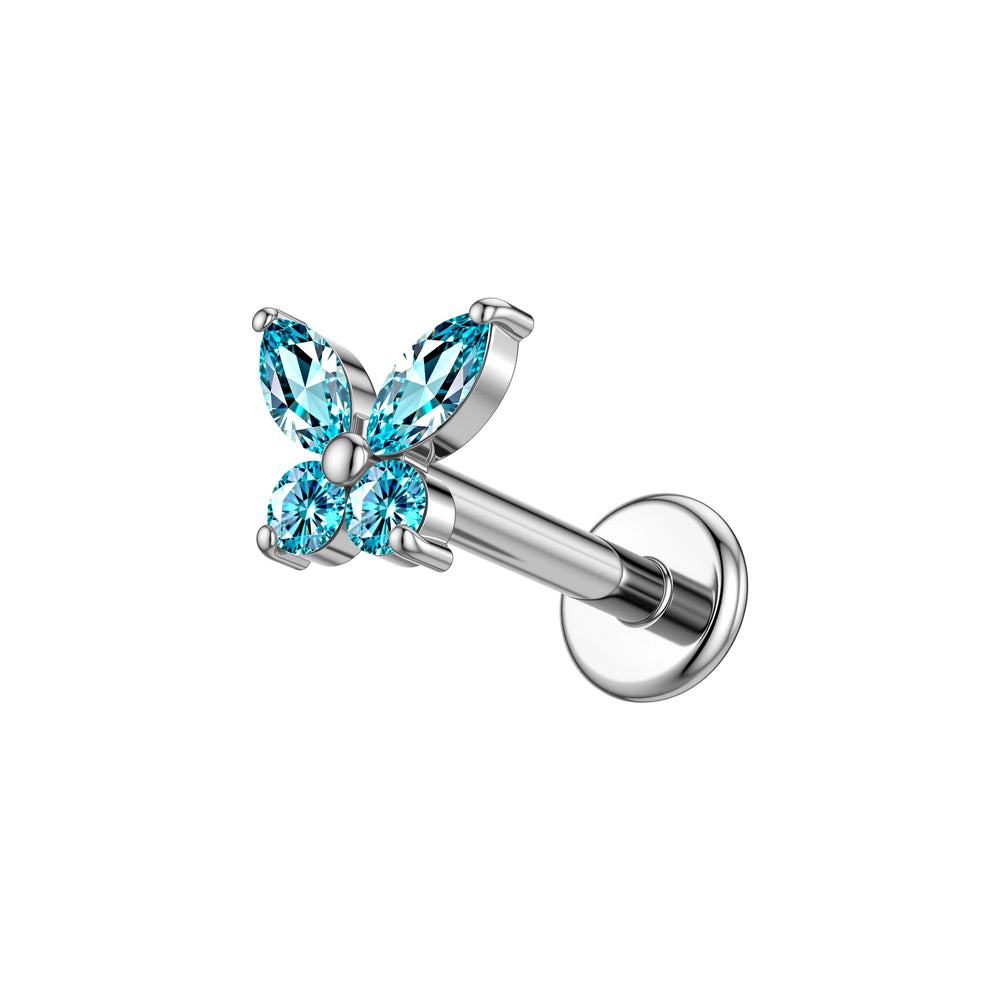 1PC G23 Titanium Butterfly Labret Piercing Lip Stud Cluster Zircon Tragus Flat Cartil alternate view