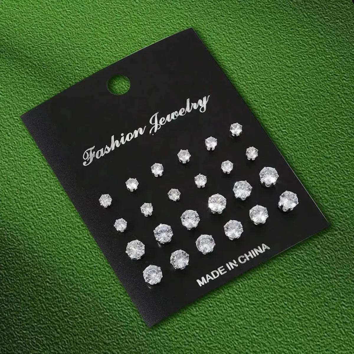 12 Pairs Stainless Steel Stud Earrings Set for Women Men | Zircon Bud Jewelry Gift Se alternate view