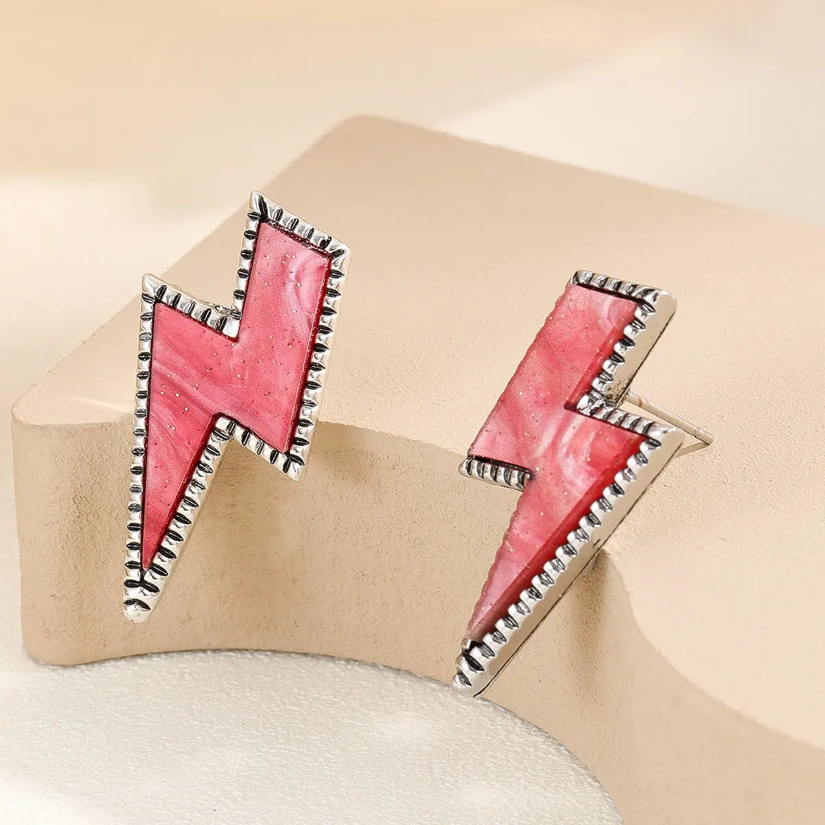 Fashionable women's two-color Lightning Earrings With Shiny Mirror Neon Acrylic Beach Jewelry Summer