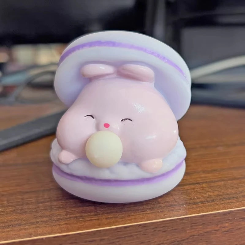 Creative Spit Bubble Burger Squishy Toy | Cute Cartoon Stress Relief and Desk Decor close-up view