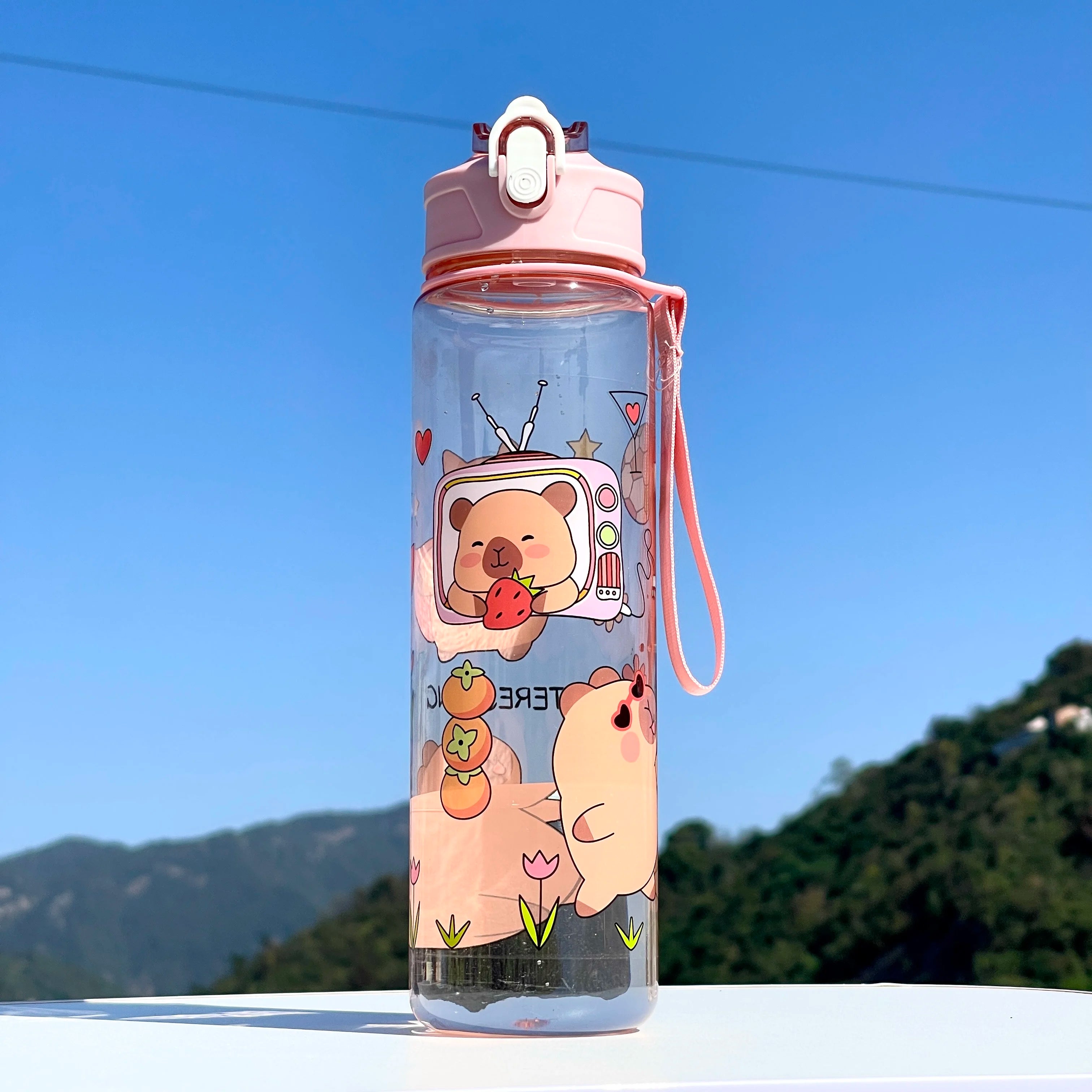Kapibala Straw Cup Large Capacity 800ml Sports Outdoor Cute Portable Sports Camping Cu close-up view