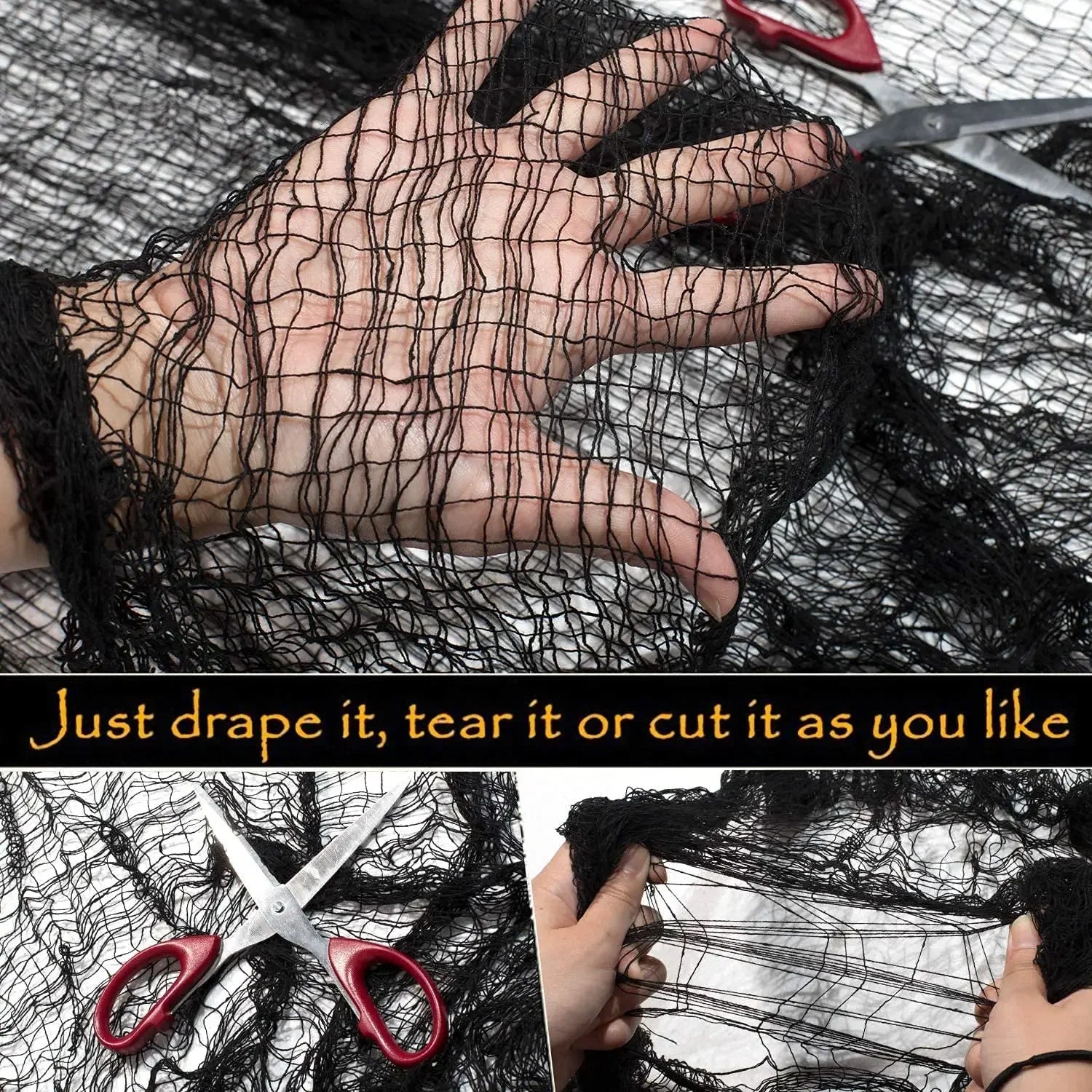 Creepy Gauze Cloth Window Table Door Net Spooky Fancy Dress Party Haunted House Wall detail view