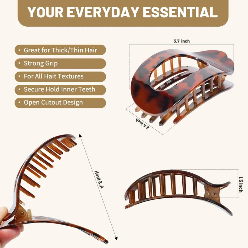 Oval Hair Claw Clip for Women Leopard Fashion New Design Matte Curved Flat Styling Barrettes Acrylic Lying Down Hair Accessories