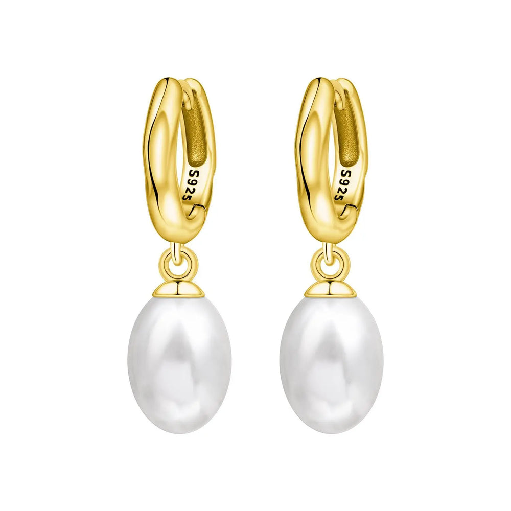 925 Sterling Silver Simple Pearl Earrings Jewelry Hoop Earrings Zircon Stud Earrings lifestyle view