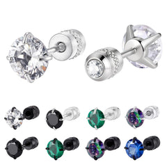 CZ Stud Earrings for Men Women,Hypoallergenic Stainless Steel Round Cubic Zirconia Stud Earrings,Bod