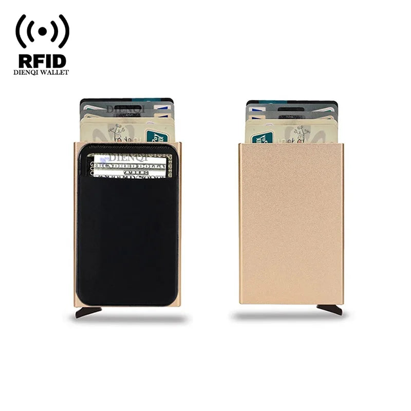 DIENQI RFID Credit Card Holder | Slim Pop-Up Metal Wallet additional angle