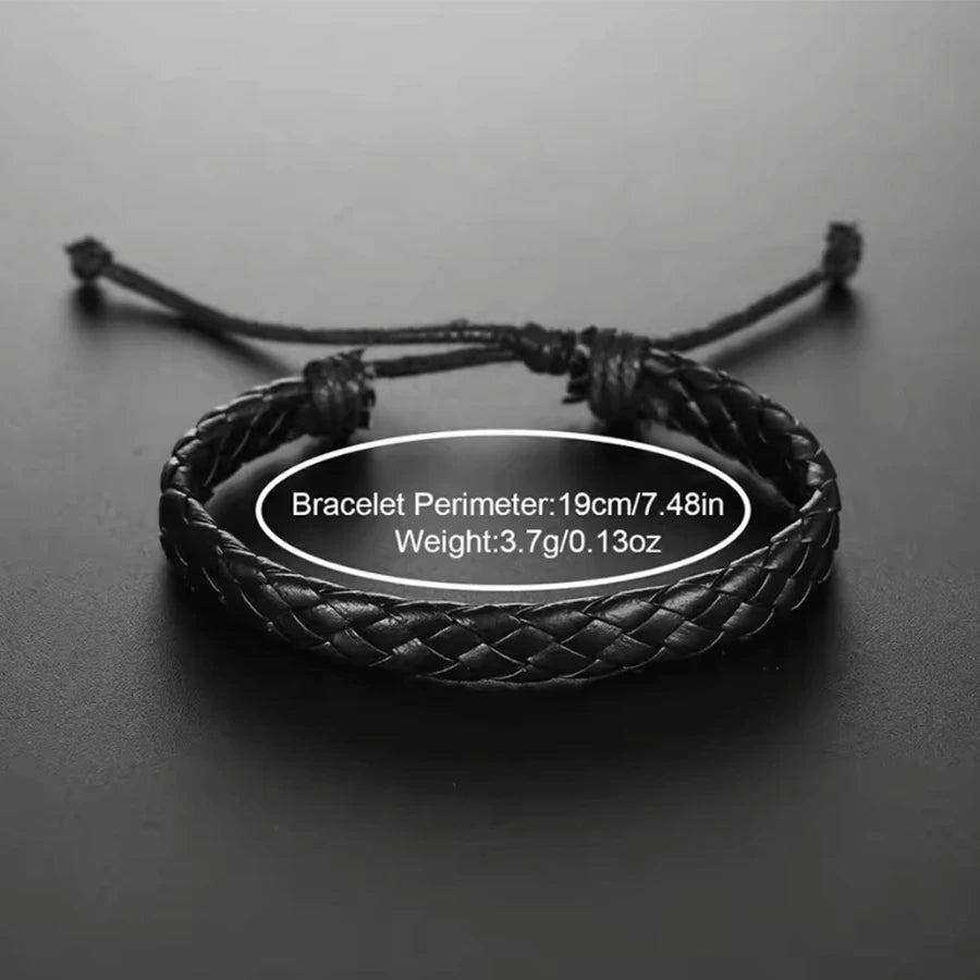 3PCS/Set Men Business Watches Casual Leather Band Analog Male's Quartz Watch Necklace Br detail view