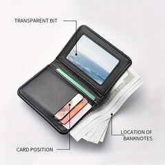 Men's Retro Faux Leather Wallet | Vintage Motorcycle Style Slim Business Card Holder detail view