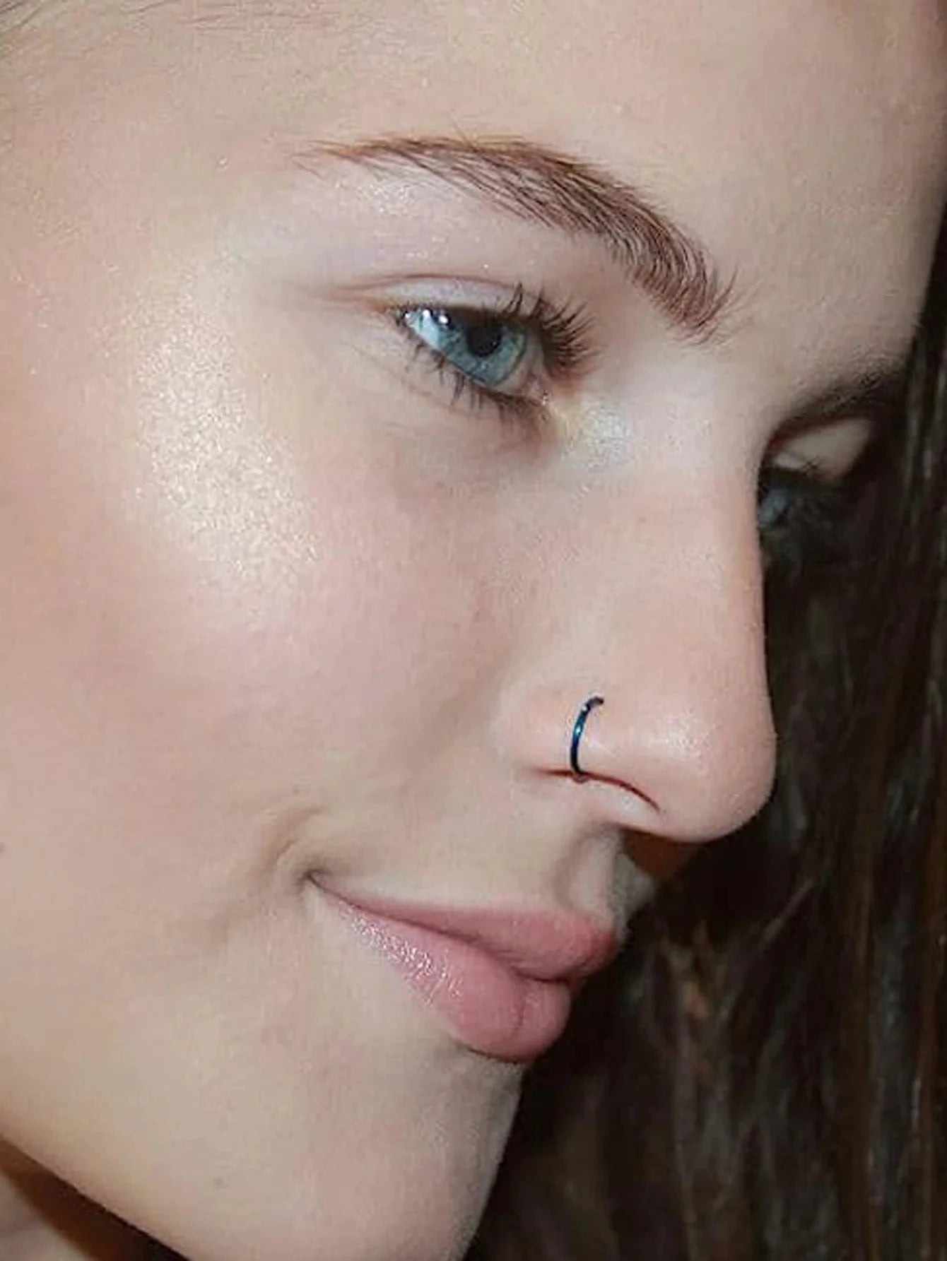 Stainless Steel Ring Nostril Body Jewelry New Curved Barbells Fake Nose Piercing D Shape detail view