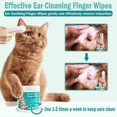 Disposable Pet Ear Cleaning Wipes | Finger Cover Ear Care for Dogs and Cats close-up view