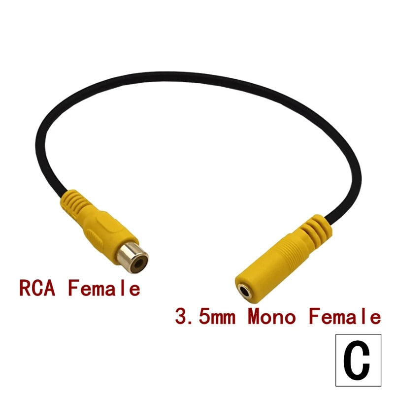 1pcs 3.5mm Mini Mono Male to RCA Female Video Cable for Car DVD TV/HDTV VCR CD players close-up view