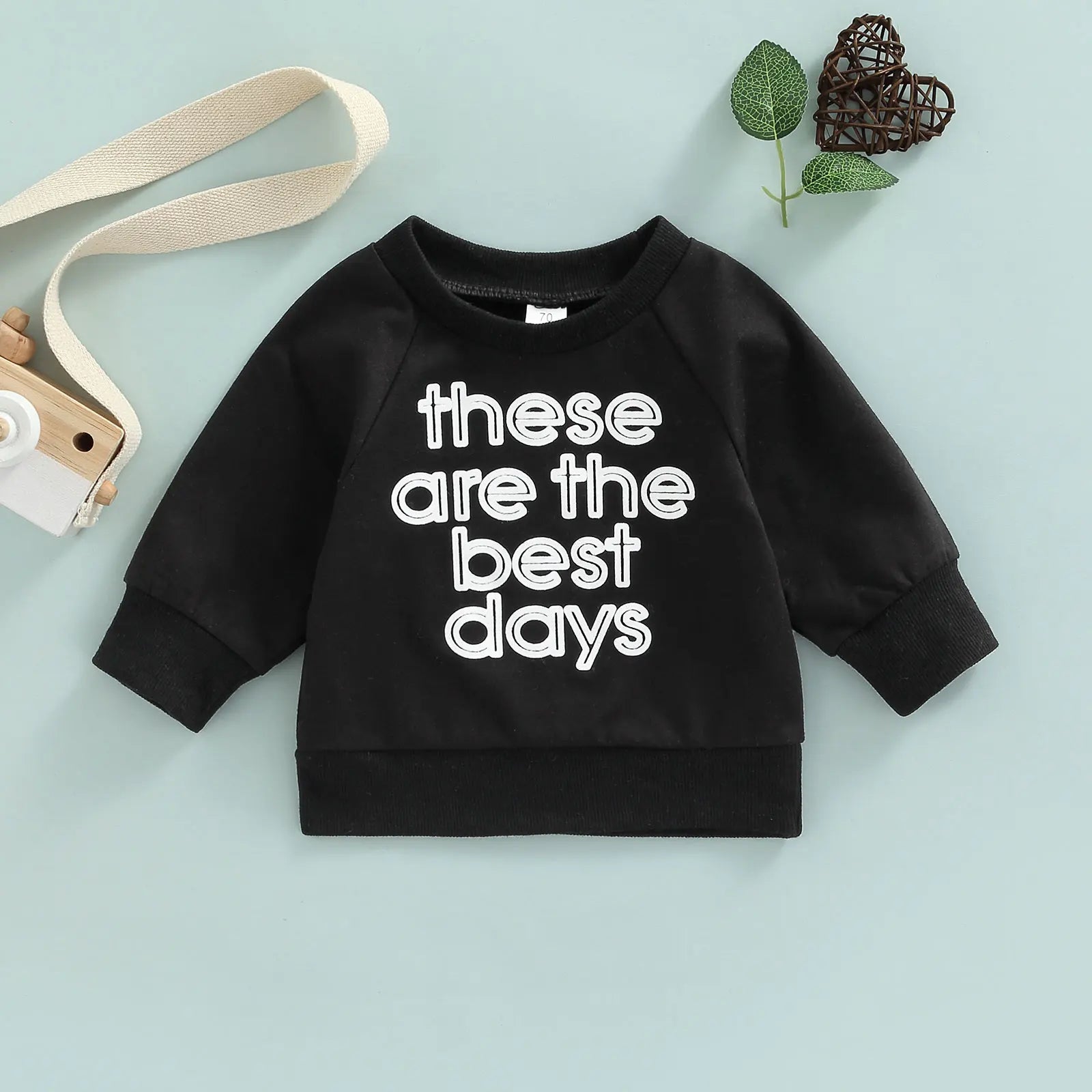 Baby Long Sleeve Letter Print Sweatshirt | Soft Cotton Blend Pullover for Girls additional angle