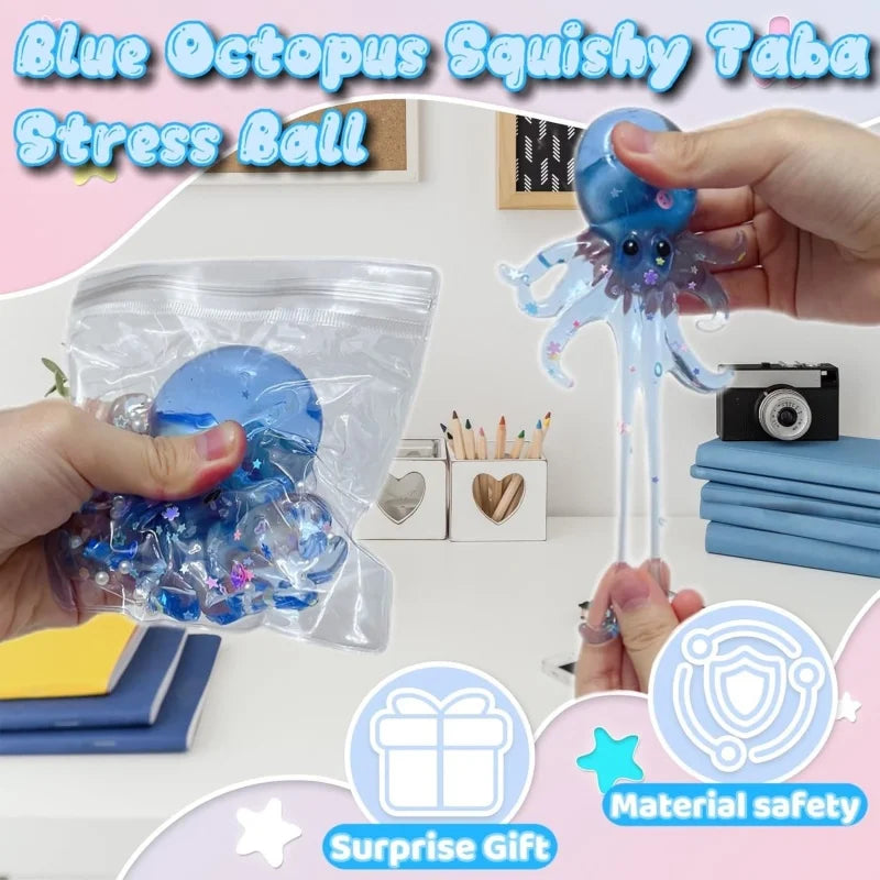 Glitter Octopus Taba Squishy Sugar Ball | Cute Animals Squeeze Fidget Sensory Toy lifestyle view