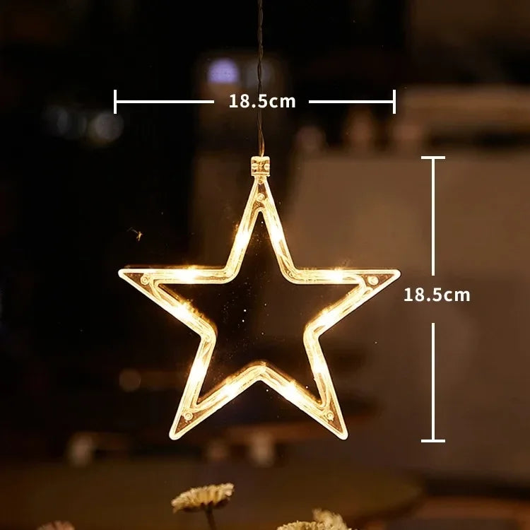 Christmas Window Decor LED Lights | Snowflake Tree Star Deer Sucker Lights for Xmas additional angle