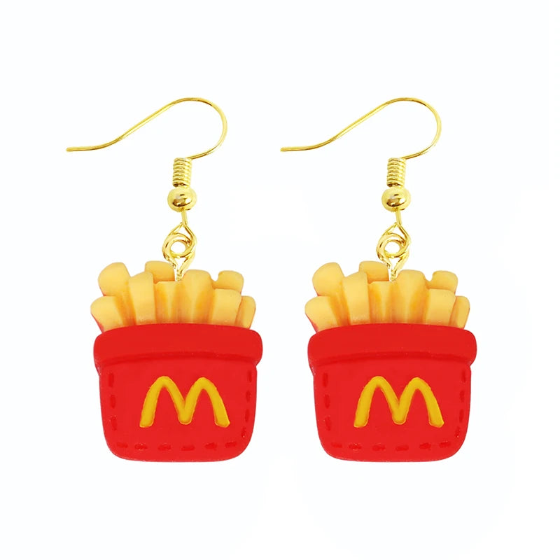 Food Drop Earrings Hamburger Pizza Chicken Leg Candy Bottle Resin
