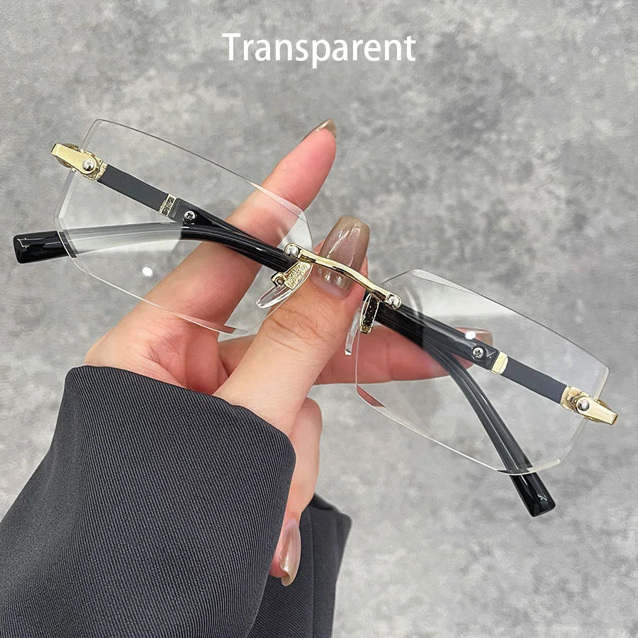 Business Rectangle Gradient Lenses Unisex Sunglasses Women Men Colored Lenses Metal Fr close-up view