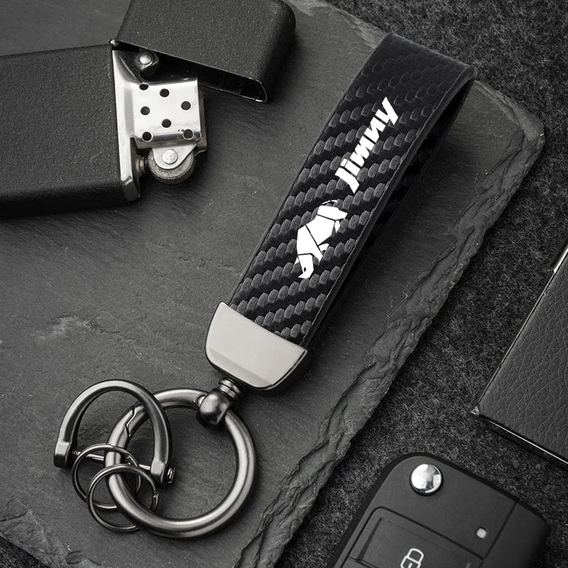 Carbon Fiber Style Keychain | Suzuki Car Key Accessory detail view