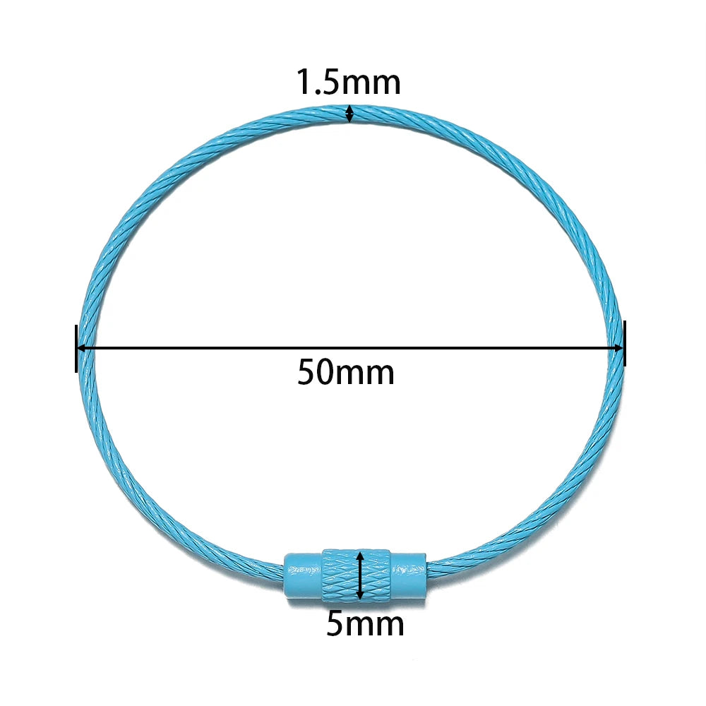 10pcs/lot 50mm Iron Key Ring Colorful Keychain Rings Screw Lock for Jewelry Making Ke alternate view