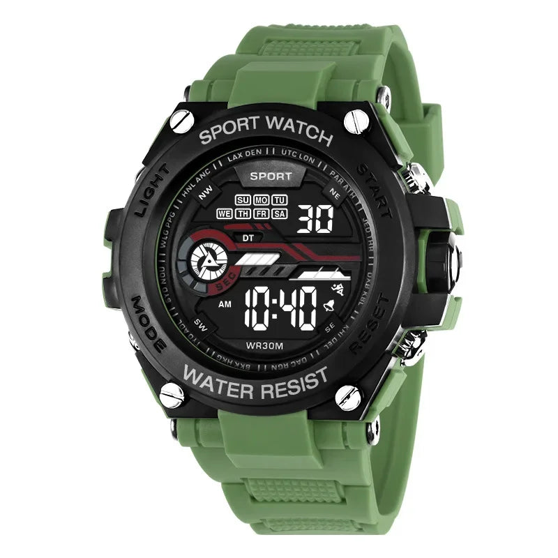 YIKAZE Men's Sports Watch Waterproof Man Sport Watches Multifuction LED Digital Military detail view