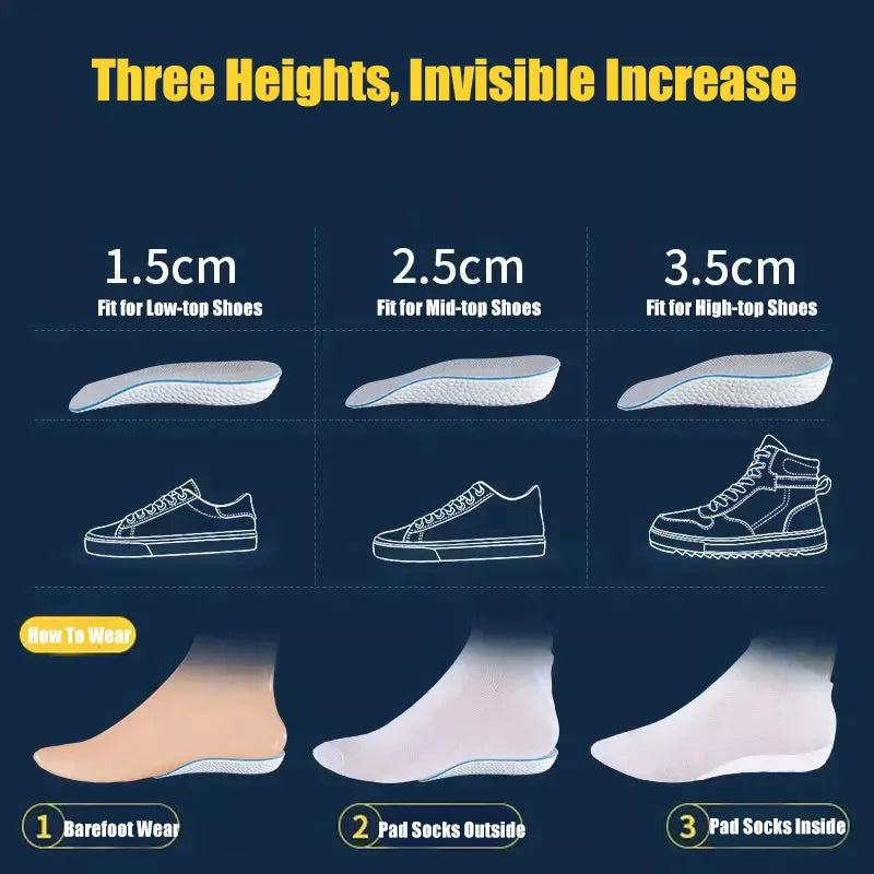 1 Pair of Halloween Decorations 1.5/2.5/3.5 cm Arch Support Height Increase Insole additional angle