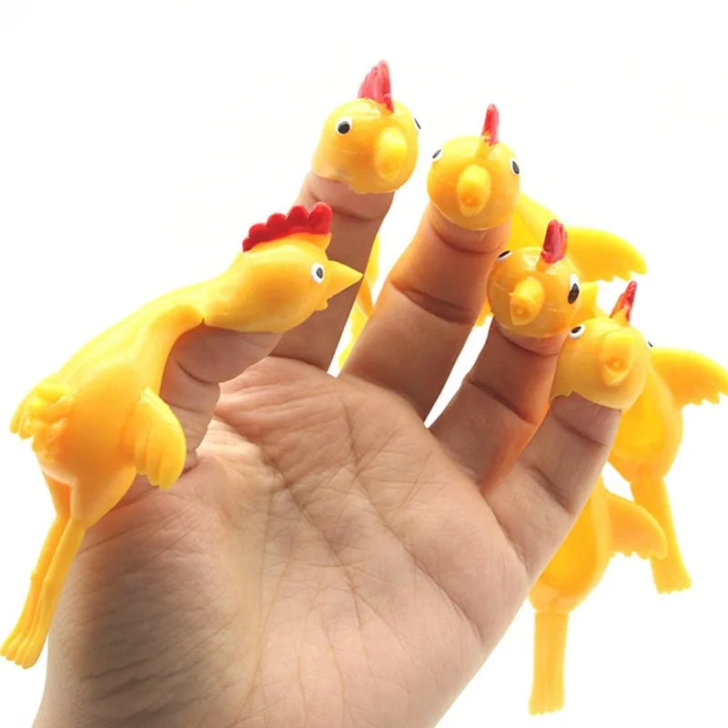 6-12pcs Novelty Catapulted Ejection Chicken Toy Light Rubber Finger Prank Flying Toy alternate view