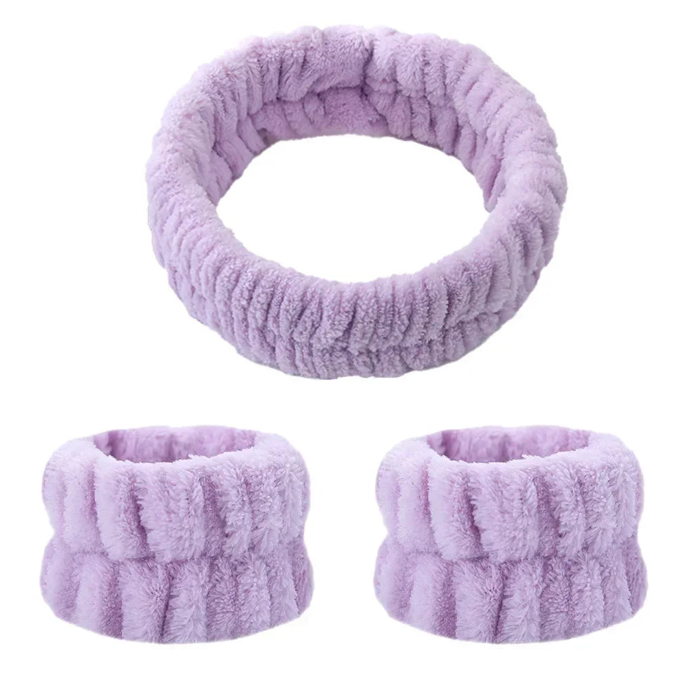 Soft Coral Fleece Headband Women Makeup Wash Face Spa Elastic Hair Band Fashion Female Girls Hair Accessories Wrist Washband