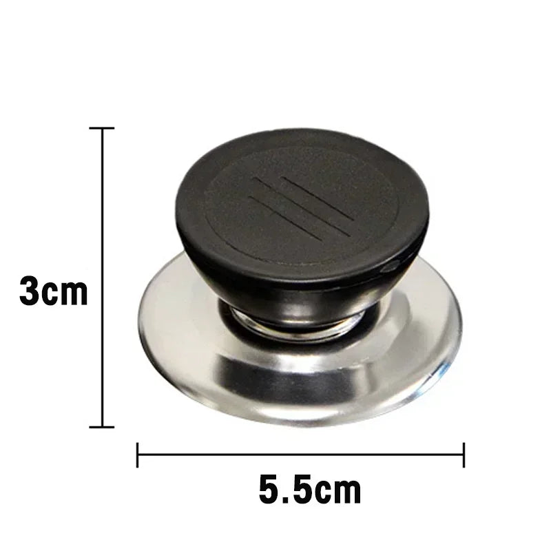 4 Pieces Universal Pot Lid Handle Knob Covers | Black and Silver Cookware Handles additional angle