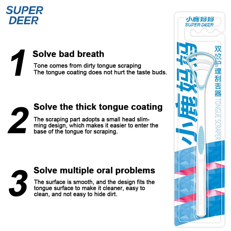 Super Deer Silicone Tongue Scraper 1Pcs Macaron Color Tonger Brush Cleaning Tools Toothbrush Oral Care Fresh Breath Safe Clean