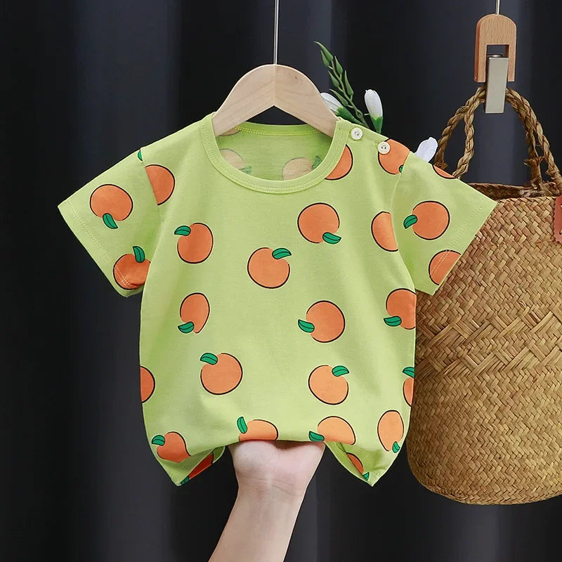 Kids Cartoon Cotton T-Shirt – Soft Summer Tee for Babies and Toddlers, Unisex Casua additional angle