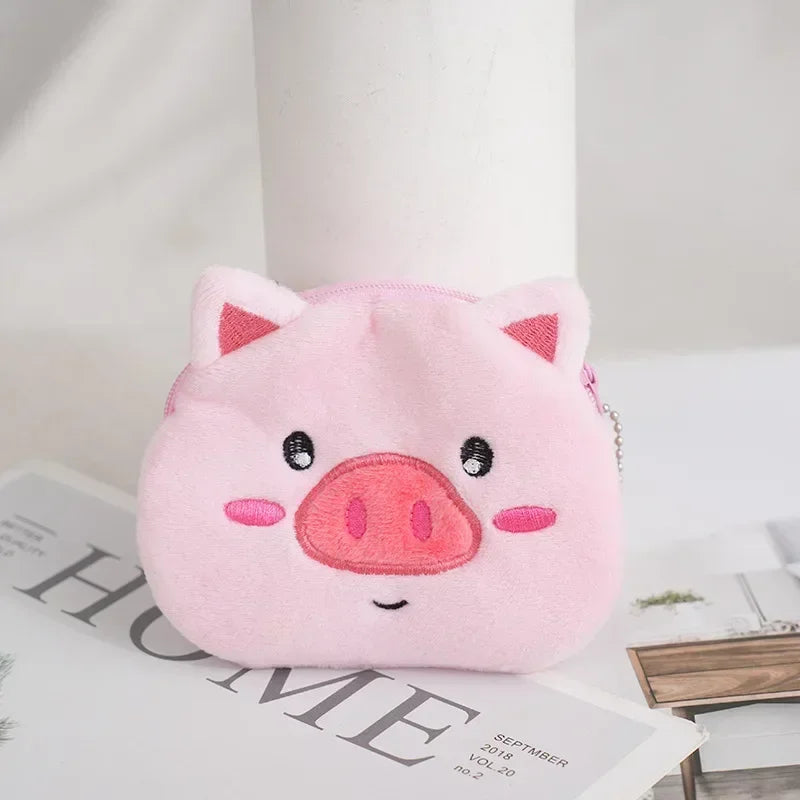 Cartoon Cute Pig Animal Coin Purse | Kawaii Soft Plush Zipper Wallet for Kids lifestyle view