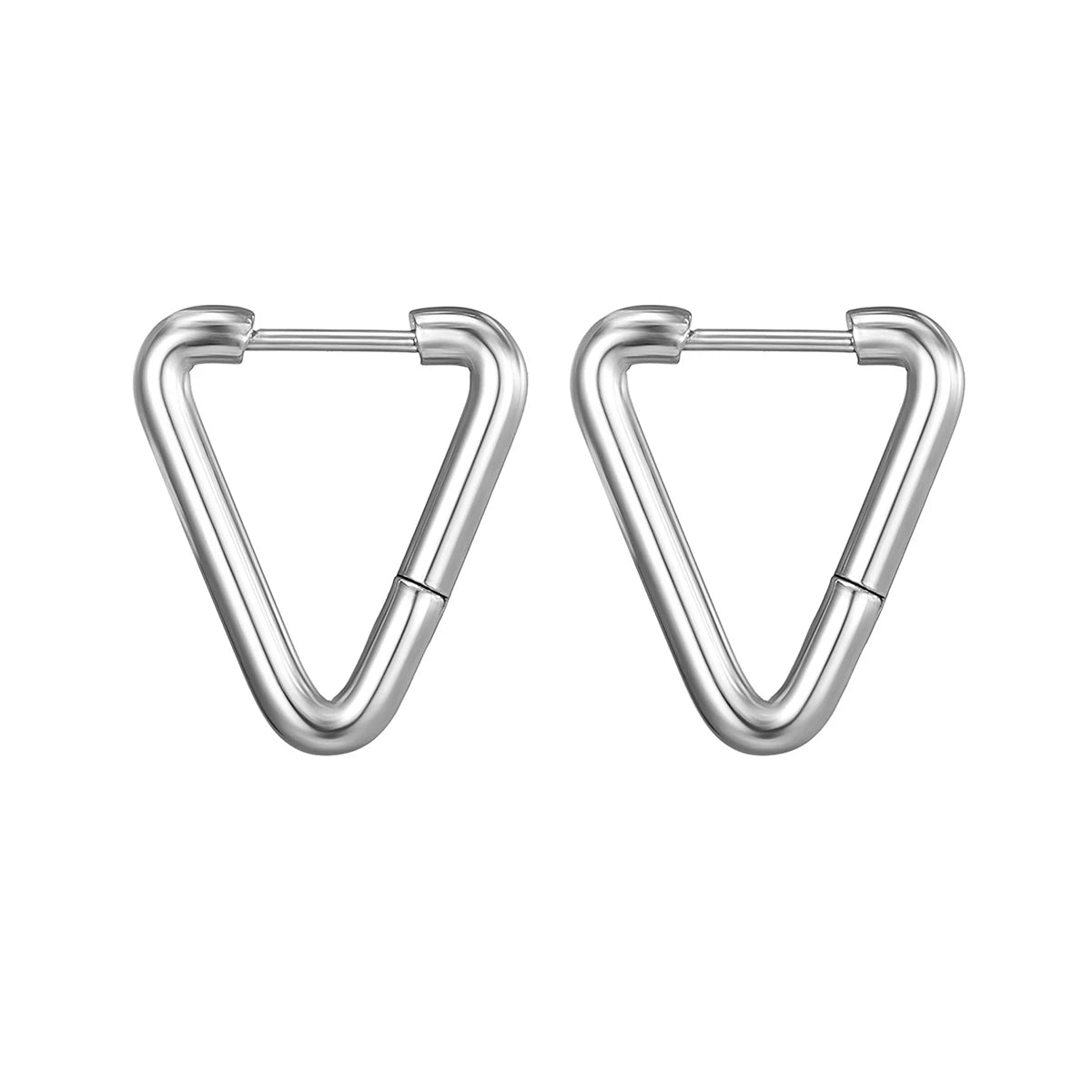 2pcs/1Pairs Stainless Steel Women Men Ear Stud Triangle Heart Star Circle Hoop Earring U detail view