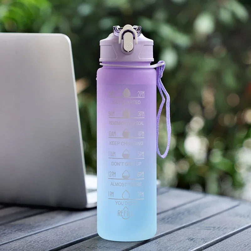Sports Water Bottle with Time-Tracking Straw Leak Proof Locking Flip Cover for Easy Carr detail view